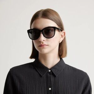 QUINCE Lennon Polarized Acetate Sunglasses Gray With Black Lens 6448